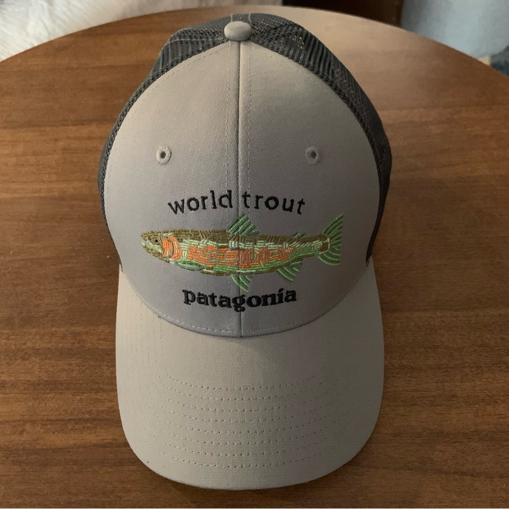 Patagonia "World Trout" Embroidered, Snapback, Trucker Style, Baseball Cap.